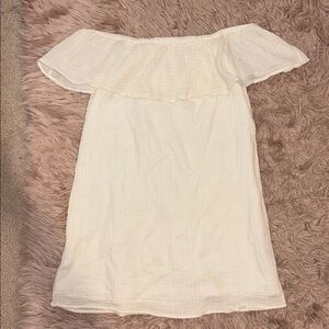Aerie Cream Off-Shoulder Mini Dress